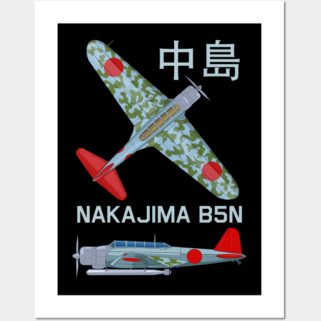 Nakajima B5N WW2 Japanese Torpedo Bomber Plane Diagram Gifts Wall Art by Battlefields